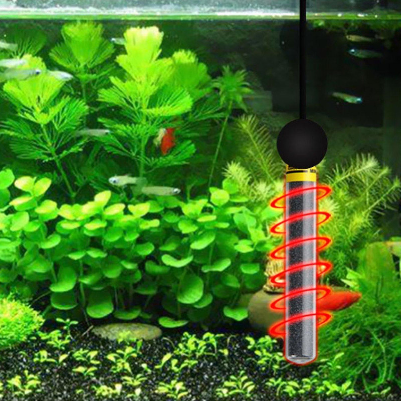 20/40/60/80/100W 11.3cm Mini Aquarium Tank Fish Submersible Water Heater Adjustable Thermostat Pet S