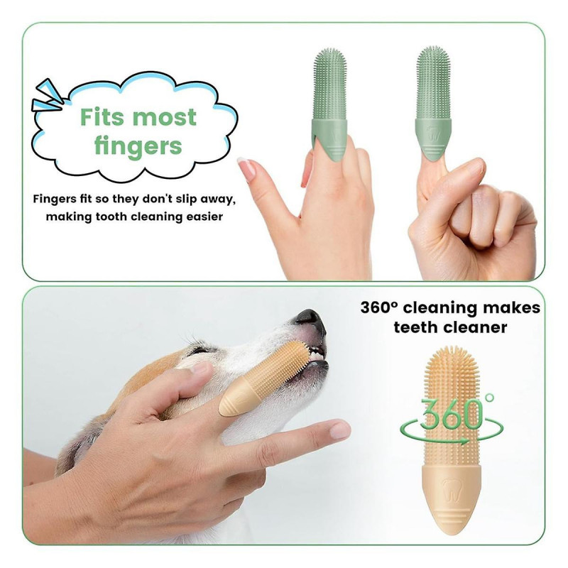 Brosse à dents pour chien, paquet de 4 brosses à dents pour chiens, brosse à dents à doigts de nettoyage 360 pour [...]