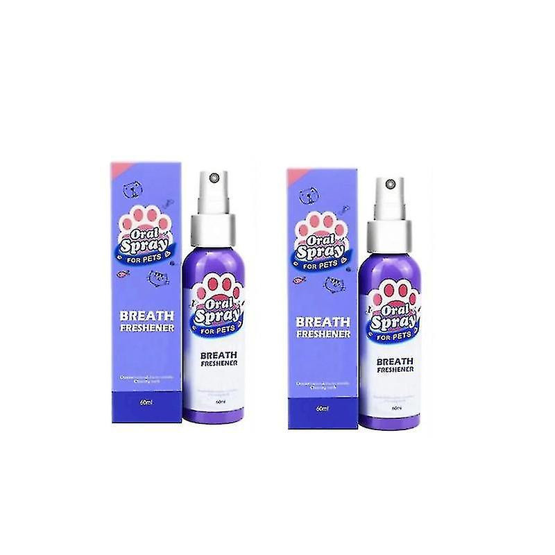 2pcs 60ml Pet Oral Spray Teeth Cleaning For Dogs Cats Bad Breath Plaque Removal