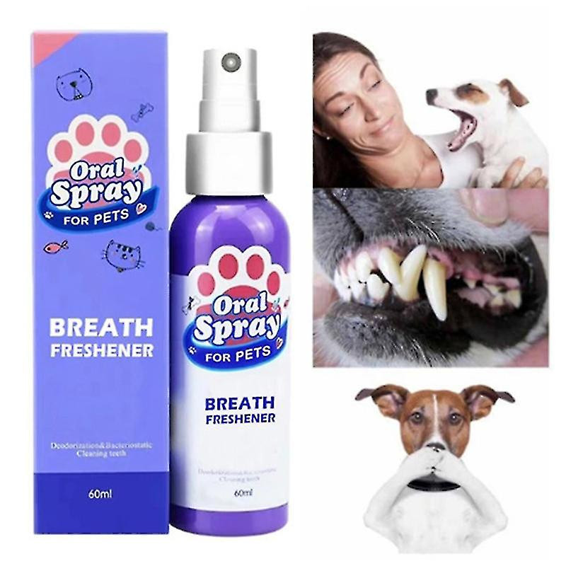 2pcs 60ml Pet Oral Spray Teeth Cleaning For Dogs Cats Bad Breath Plaque Removal