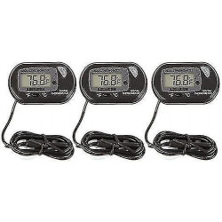 Bjxy Lcd Digital Aquarium Thermometer For Fish Tank Water Vivarium Temperature Sensor, Pack Of 3, Black