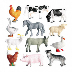 12 Pcs Animals S Toy S Set - Pig Dog Cow Sheep Horse Cken