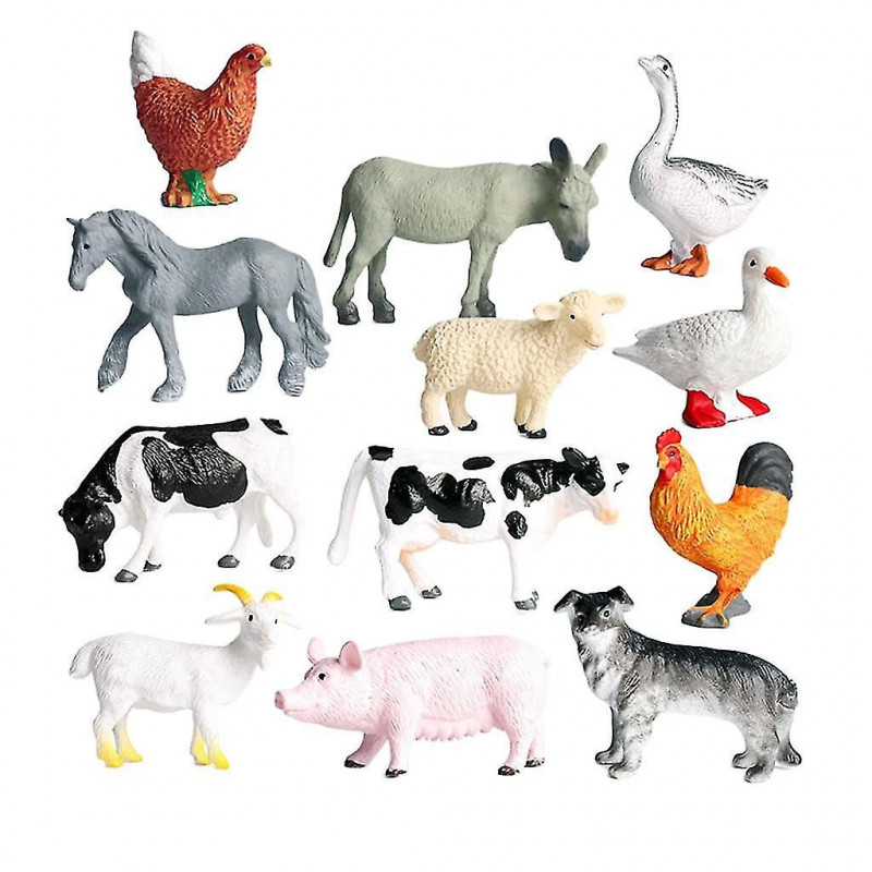 12 Pcs Animals S Toy S Set - Pig Dog Cow Sheep Horse Cken