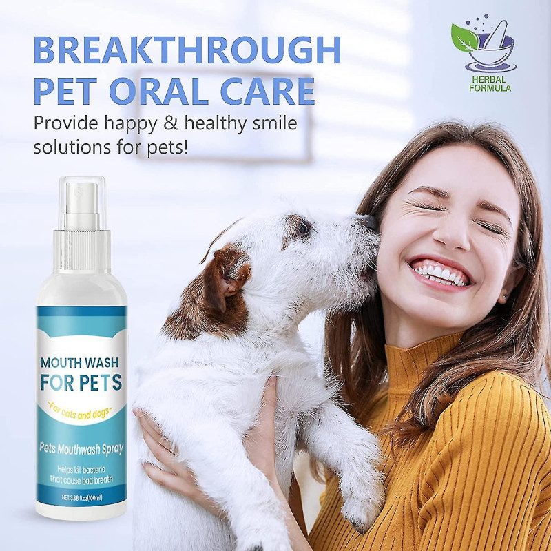 Dog Breath Freshener, Natural Fresh Breath Spray For Dog & Cat, Teeth Cleaning Spray With Aloe Vera Reduce Plaque Tartar