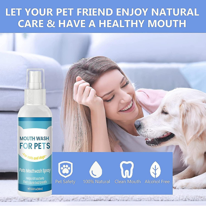 Dog Breath Freshener, Natural Fresh Breath Spray For Dog & Cat, Teeth Cleaning Spray With Aloe Vera Reduce Plaque Tartar