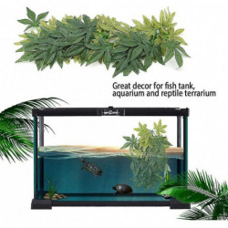 Fake Leaves Plastic Green Grass With Suction Cup For Aquarium Reptile Terrarium Habit Box (50 Cm/19.69 Inches)