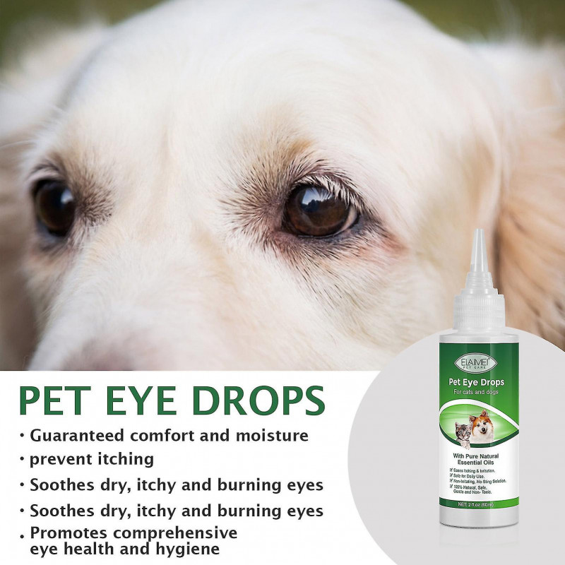 1 Bouteille 60ml Pet Eye Drops Dog Cat Tearing Stain Removal Dirt Stain Remover Anti-inflammatory Eye Care Cleaner