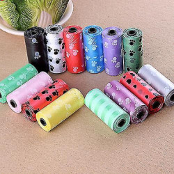 1roll/15pcs Pet Dog Waste Poo Bag Claw Printing Degradable Clean-up Dispenser