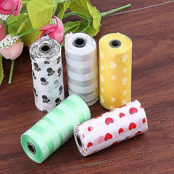 1roll/15pcs Pet Dog Waste Poo Bag Claw Printing Degradable Clean-up Dispenser