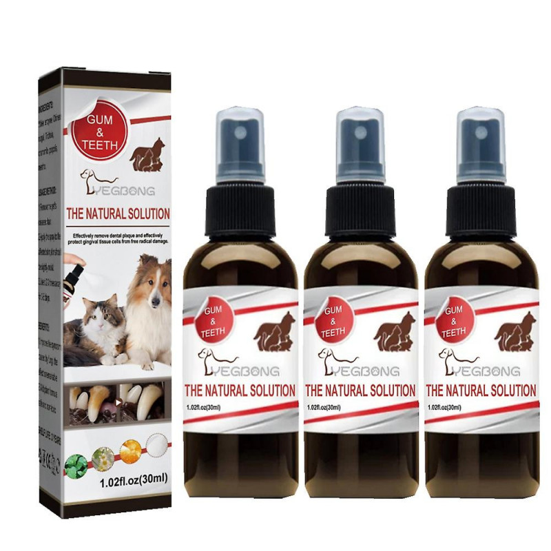 3pcs Chiens & Chats Dents Nettoyage Spray Pet Oral Propre Tartre Plaque Enlèvement Uk