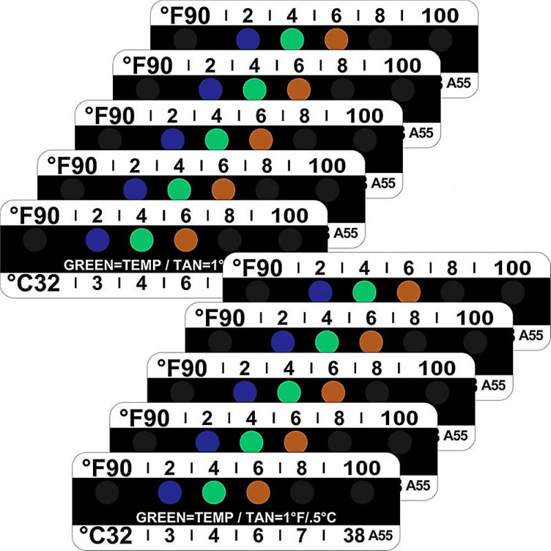 40 pièces Bandes de température Test de bandes de température adhésives 90 à 100 degrés Fahrenheit Temper