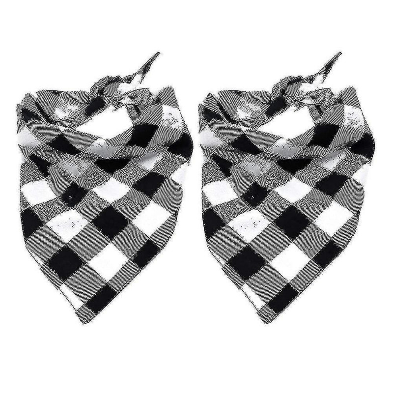 2 Pcs Dog Bandana Christmas Classic Plaid Pet Bandana Scarf