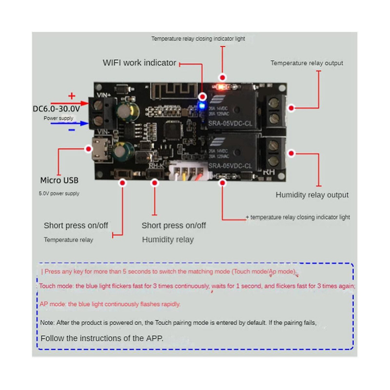 Temperature Humidity Remote Controller Module Dual Output Automatic Constant Temperature Humidity C