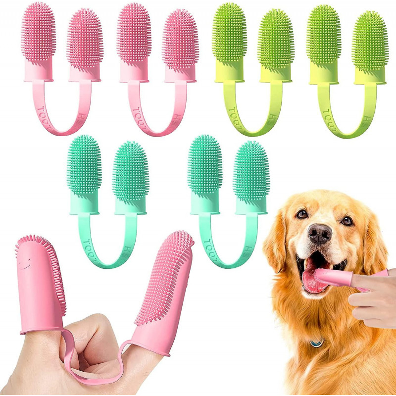 Brosse à dents pour chien pour le nettoyage des dents de chien, 6 pcs Dog Double Head Finger Toothbrush Cat [...]