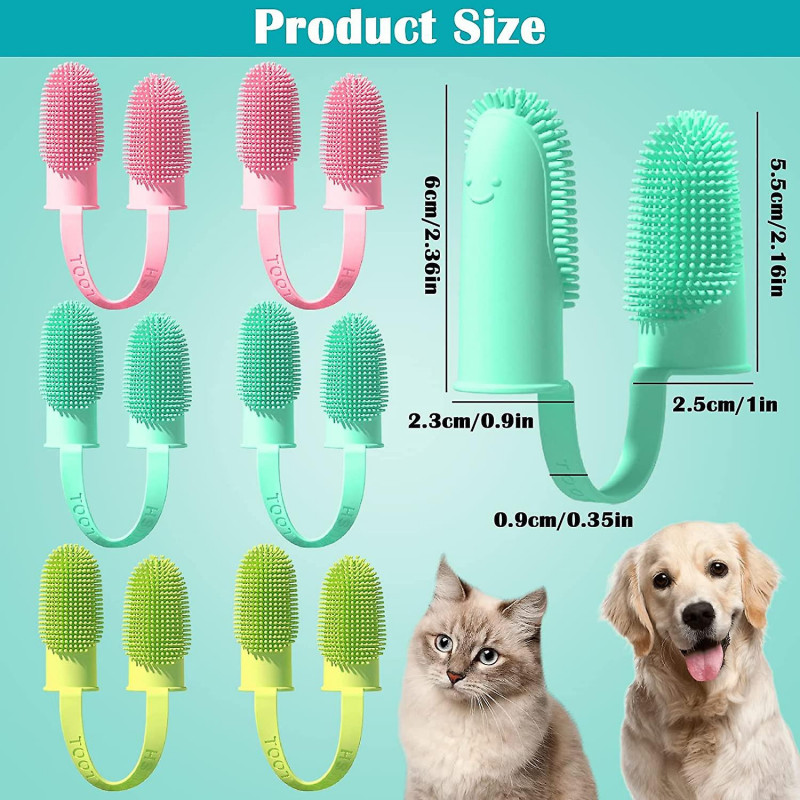 Brosse à dents pour chien pour le nettoyage des dents de chien, 6 pcs Dog Double Head Finger Toothbrush Cat [...]