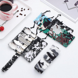 QingHai 1 Set Camping Tableware Easy to Carry Stainless Steel Outdoor Picnic Portable Folding Cutlery with Storage [...]