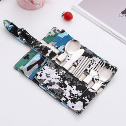 QingHai 1 Set Camping Tableware Easy to Carry Stainless Steel Outdoor Picnic Portable Folding Cutlery with Storage [...]