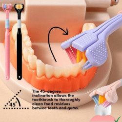 YALINA Brosse à dents trois faces 418 Adult Rose YALINA Brosse à dents trois faces 418 Adult Rose
