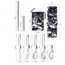 QingHai 1 Set Camping Tableware Easy to Carry Stainless Steel Outdoor Picnic Portable Folding Cutlery with Storage [...]