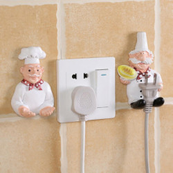 2pcs Plug Holders Convenient Cartoon Chef Eco-friendly Punch-free Easy To Use Wire Storage Resin Power Line [...]