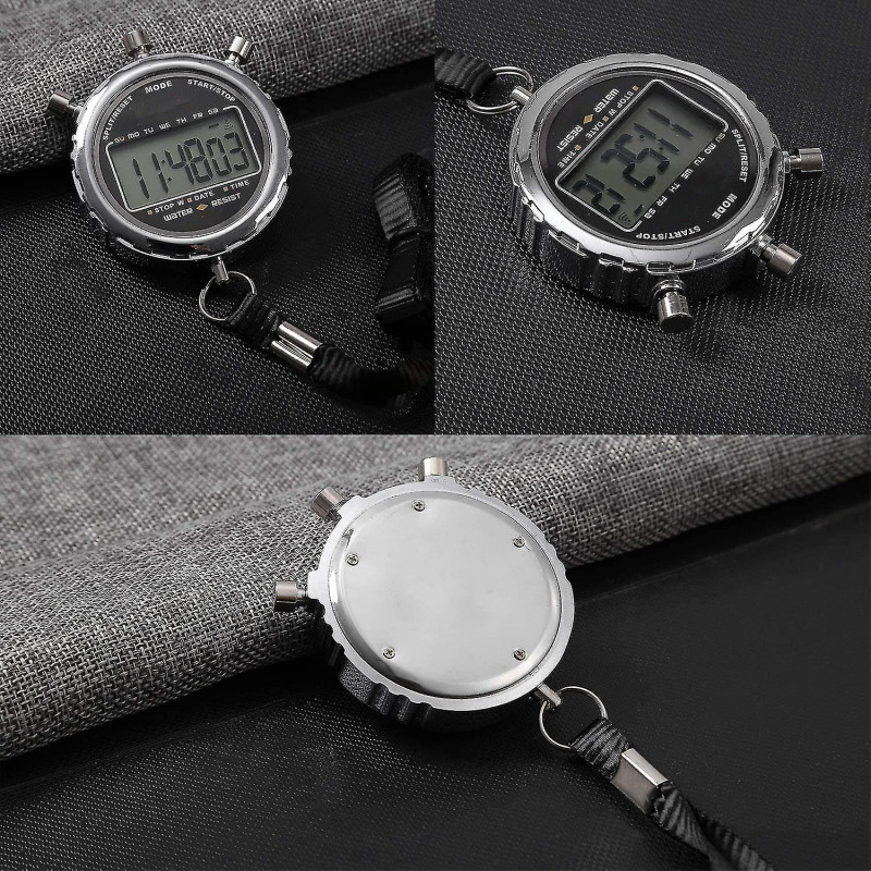 Chronomètre numérique, grand écran LCD portable Alarme quotidienne étanche 1/100 secondes Précision Hao