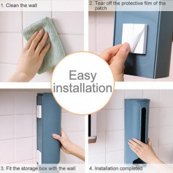 Kitchen Wall-Mounted Plastic Bag Storage Holder Garbage Pouch Saver Organizer Dispenser, Dark Blue Kitchen Wall-Mounted Plastic Bag Storage Holder Garbage Pouch Saver Organizer Dispenser, Dark Blue