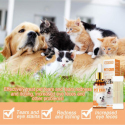3Pcs 60ml Pet Eye Drops Dog Cat Tearing Stain Removal Dirt Stain Remover Anti-Inflammatory Eye Care Cleaner Pet Eye Drop