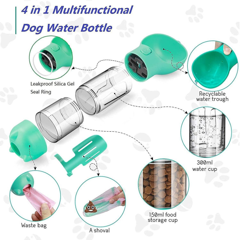 Ubiuo Portable-travel Pet-dog Accessories-dispenser Lightweight - 4 In1 Leakproof Dog Water Bottle Dispenser With [...]