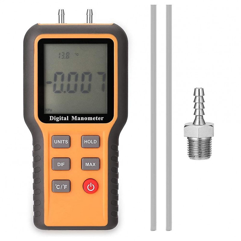 Digital Manometer LCD Display Switchable 12 Pressure Units Adjustable Indoor Temperature Measurement Tool Pipes