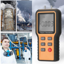 Digital Manometer LCD Display Switchable 12 Pressure Units Adjustable Indoor Temperature Measurement Tool Pipes