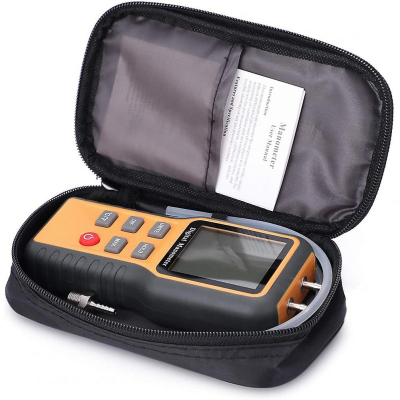 Digital Manometer LCD Display Switchable 12 Pressure Units Adjustable Indoor Temperature Measurement Tool Pipes