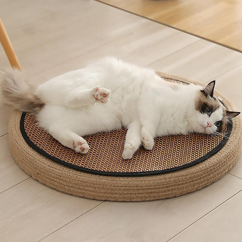 Rattan Woven Cool Mat Summer Heat-Relief Ice Mat to Cool Down Pet Bite-Resistant Mat