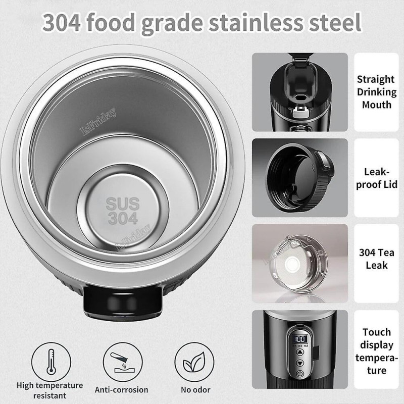 Tasse chauffante de voiture 12V / 24V Affichage LCD numérique Bouilloire électrique Contrôle intelligent de la [...]