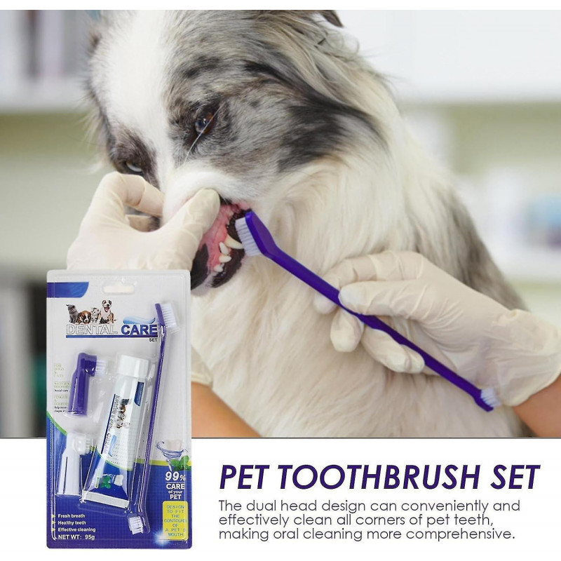 Dog Toothbrushes And Toothpaste, Fresh Breath Oral Hygiene Kit For Pets, Dog Toothpaste, Dental Care Kit For Puppies