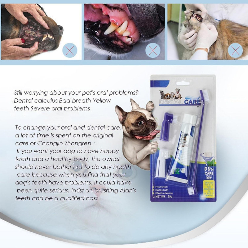 Dog Toothbrushes And Toothpaste, Fresh Breath Oral Hygiene Kit For Pets, Dog Toothpaste, Dental Care Kit For Puppies