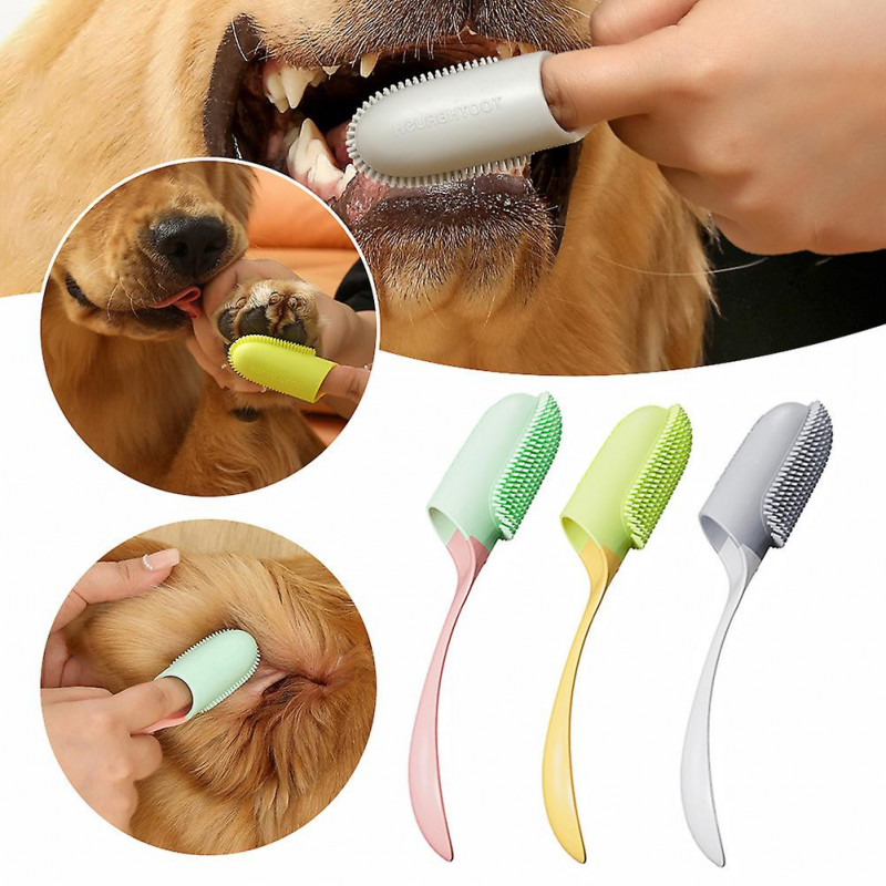 Mulit Colored Pet Toothbrushes with Handle Easy Cleaning Pet Teeth Cleaning Tool Pet Supply