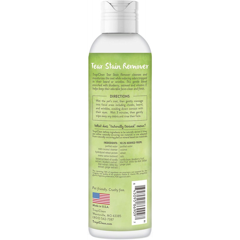 TropiClean Dog Tear Stain Remover Farine d’avoine et myrtille