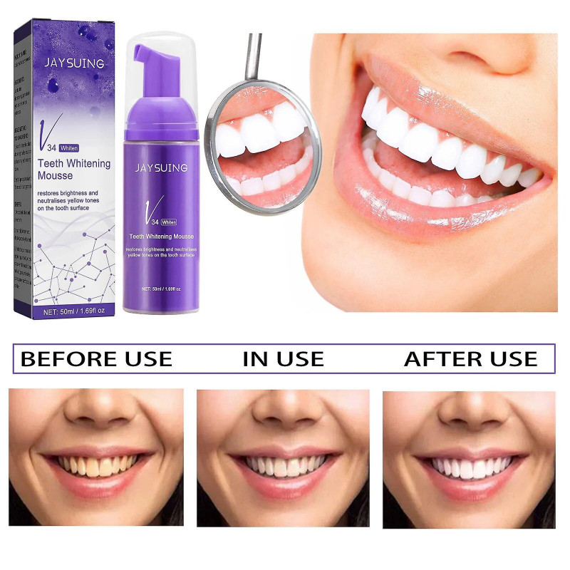 V34 Dentifrice De Blanchiment De Dents Enlever Les Taches Jaunes Tartre Souffle Frais Nettoyage Buccal Couleur [...]