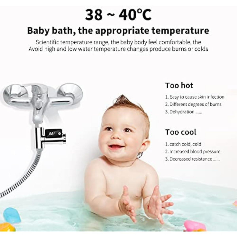 Thermomètre de douche numérique Compteur intelligent de température de l’eau Débit d’eau Thermomètre de puissance [...]