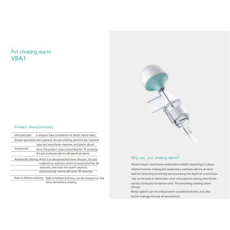 Moniteur de capteur d’alarme d’étouffement d’animal de compagnie Animal Chat Chien Alarme d’étouffement Anesthésie [...]