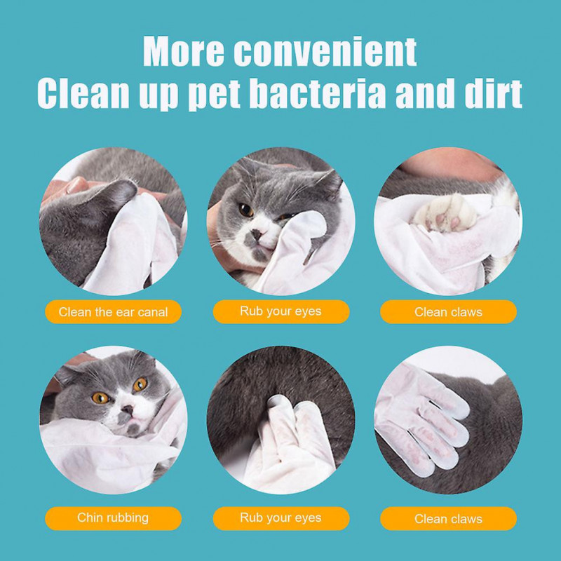 Pet Grooming Glove Wipes Wash Free Cleaning, Soothing & Nourishing Cats & Dogs