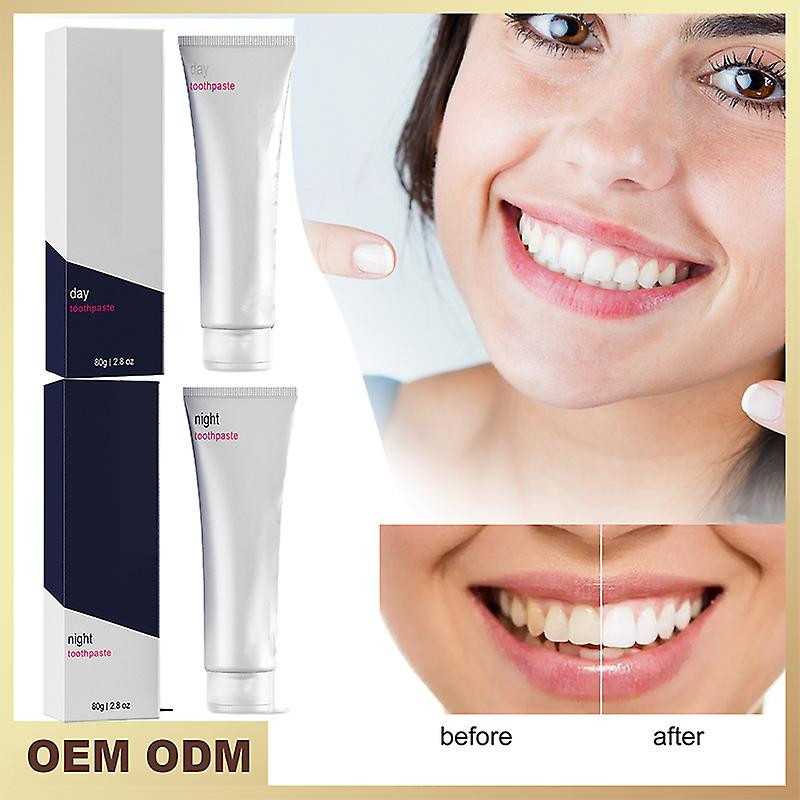 80g Day And Night Toothpaste Breath Fresh Baking Soda Teeth Cleaning Whitener Professional Oral Care Supplies New