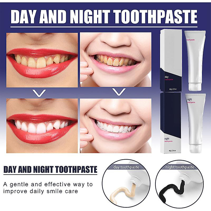 80g Day And Night Toothpaste Breath Fresh Baking Soda Teeth Cleaning Whitener Professional Oral Care Supplies New