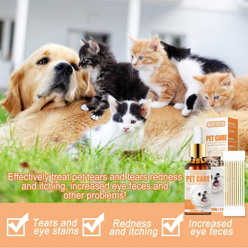 60ml Pet Eye Drops Dog Cat Tearing Stain Removal Dirt Stain Remover Anti-Inflammatory Eye Care Cleaner Pet Eye Drop