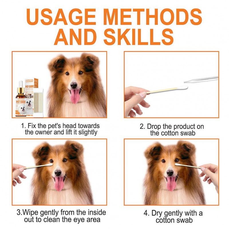 60ml Pet Eye Drops Dog Cat Tearing Stain Removal Dirt Stain Remover Anti-Inflammatory Eye Care Cleaner Pet Eye Drop