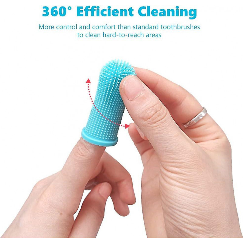 Brosse à dents à doigts de chien, brosses à dents 2 packs avec étui de rangement, brosse à doigts de nettoyage des [...]