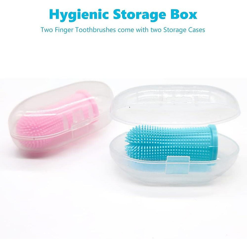 Brosse à dents à doigts de chien, brosses à dents 2 packs avec étui de rangement, brosse à doigts de nettoyage des [...]