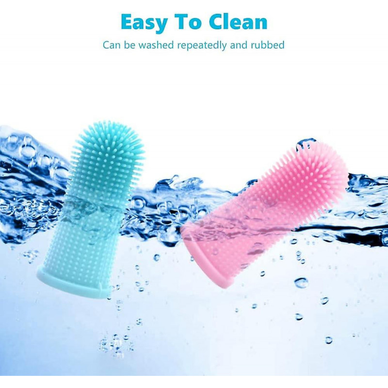 Brosse à dents à doigts de chien, brosses à dents 2 packs avec étui de rangement, brosse à doigts de nettoyage des [...]