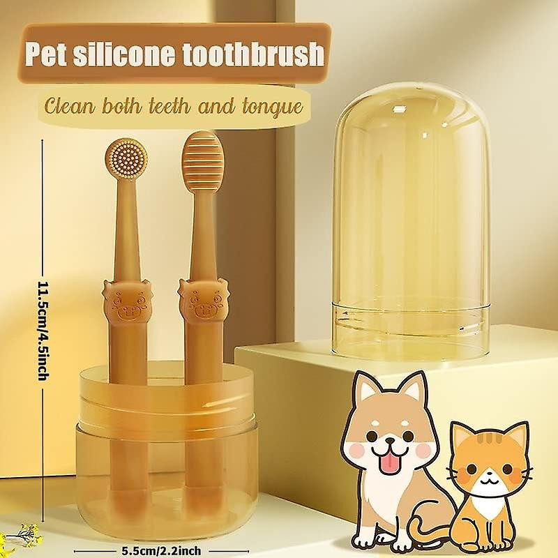 2pcs Pet Toothbrush Kit With Storage Box, Soft Silicone Small Cat&dog Tooth Brushing, Tongue Cleaner For Pet Tooth [...]