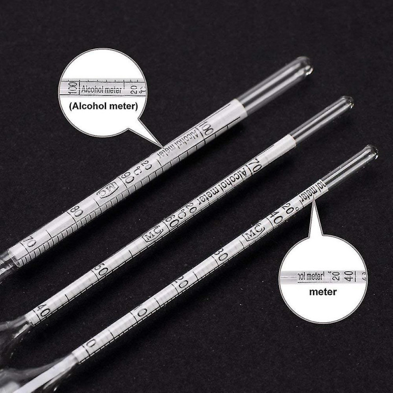 3pcs Alcohol Meter With Thermometer Alcohol Meter Alcohol Content 0-40, 40-70, 70-100 Vol% Hydrometer Compatible [...]